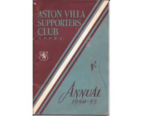 ASTON VILLA - 1958-59 SUPPORTERS ANNUAL AUTOGRAPHED BY JOHNNY DIXON
Small nick on spine