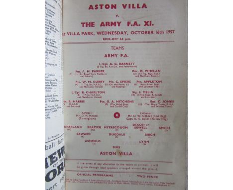 ASTON VILLA BOUND VOLUME 1957-58 SEASON
Complete set of programmes which as usual have been bound without covers.
Programmes 