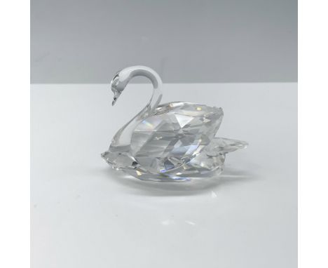 Magnificent figure of a crystal swan with its wings tucked behind them. Swarovski backstamp. This item has its original box 3