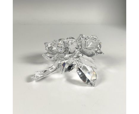 Faceted clear crystal decorative figure from the Secret Garden family collection, featuring roses with six leaves and a clear