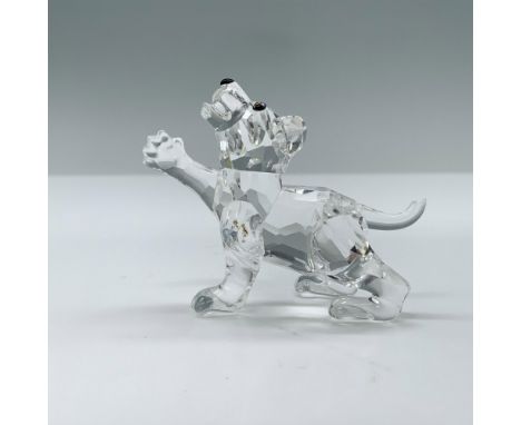 Beautiful little lion in a playfully posture with one his paw up in the air. Swarovski swan mark. This item has its original 