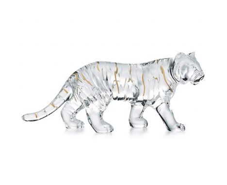 A majestic clear crystal tiger with gold accents, symbolizing strength and courage for the 2022 Chinese Year of the Tiger. 28