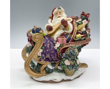 Tune: Jingle Bells. Features a whimsically intricate design of Santa Claus on a sleigh full of presents. This item has its or