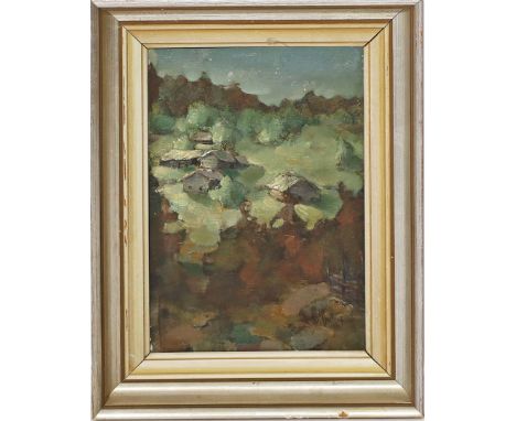 Bodin, Edvin Leander (1898 Schweden 1965) Verschneite Hütten in den Bergen. Öl/Lwd. (min. Farbverluste), re. u. sign. und dat