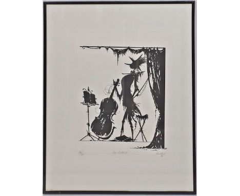Zeidler, Hans Joachim (1935 - 2010 in Berlin) Lithographie "Der Cellist". Ex. 32/60, re. u. mit Bleistift sign. und bez. sowi