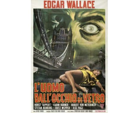 Große Sammlung von ca. 38 Plakaten. Dabei Großes Film-Plakat "L'Uomo dall'Ochcio di Vetro". 1951 Casaro, R. L'uomo dall'occhi