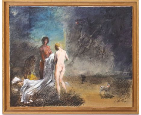Unbekannter Maler (20. Jh.) "Reve cu...", so verso unleserllich betitelt. Öl/Lwd., re. u. sign. - eventuell Claude Goutin. Ca