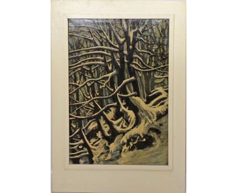 Auerbach, Alfred (1912 Rostock - Berlin 1980) Winterwald. Öl/Platte, li. u. sign. und dat. (19)66.64x 44 cm. R.
