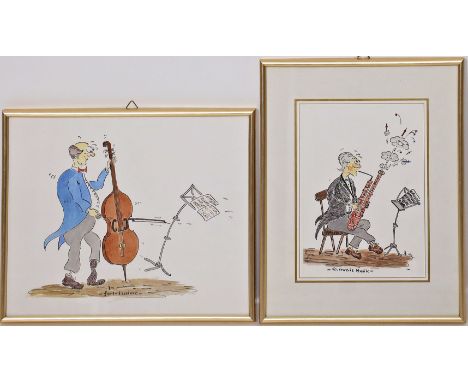 Monogrammist "P.H." (Ende 20. Jh.) 2 Karikaturen: "Das fort-tissimo" und "Feuerwerks Musik", so je betitelt, monog. "PH" und 
