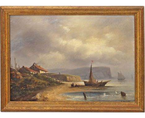 Bouquet, Michel (1807 Frankreich 1890), wohl Küste in der Normandie. Öl/Lwd. (Craquelé, rest.), re. u. sign. 32x 46 cm. R.
