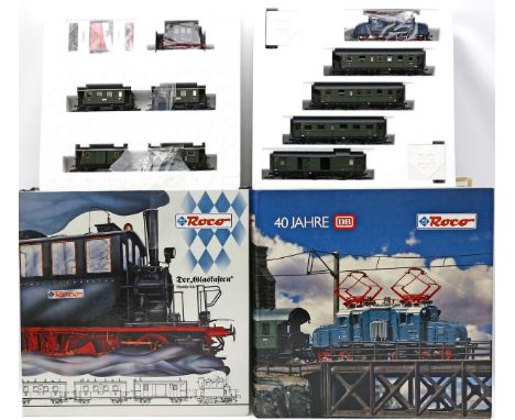 2 Zugsets, Roco H0, je 5-teilig. Art.-Nrn. 43030 und 43031, für Gleichstrombetrieb, Funktion nicht geprüft. In Originalverpac