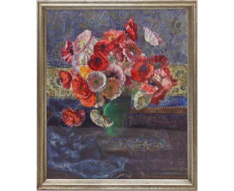 Robert, H. (20. Jh.) Blumenstillleben mit Mohn. Öl/Lwd., re. u. sign. 64x 53 cm. R.