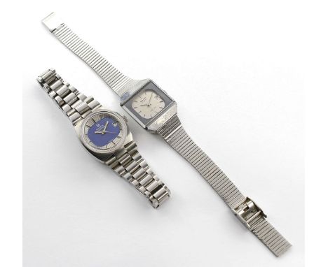 2 Armbanduhren "Accutron", Bulova und "Diastar", Rado. Edelstahl/Keramik. Je ohne Funktion und Tragespuren. D. 2,5 cm. Stahla