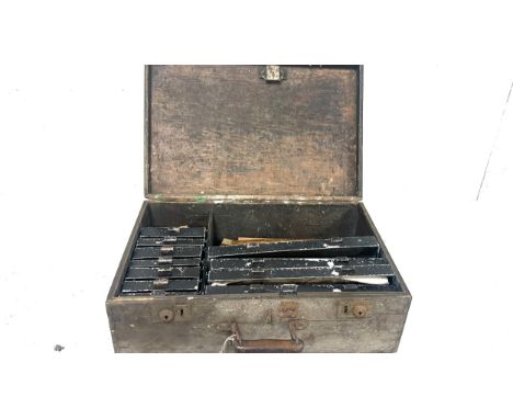 Vintage wooden tool chest with drawers  and contents includes nuts, bolts etc
