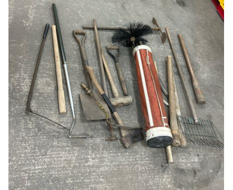 Large selection of vintage and later tools includes hand tools, chimney cleaners etc
