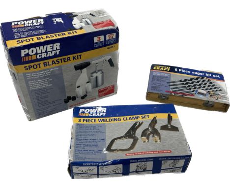 Seletion of boxed Power Craft tools to inlcude ' Spot Blaster Kit', ' 3 piece welding clamp set' and ' 6 piece auger bit set'