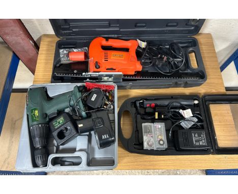 Cased precision jigsaw lynx 18w drill cased dremil, working order
