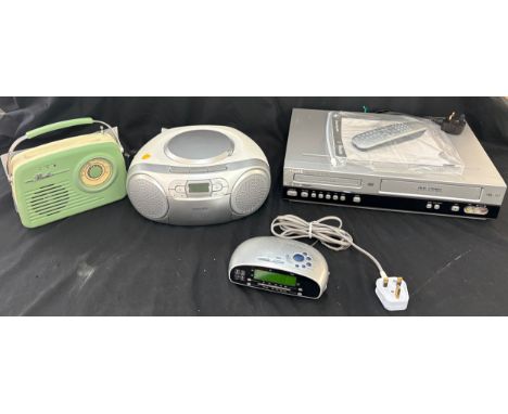 Philips DVD / VCR Combi model 755VR, Akai radio, Philips CD Sound machine AZ127, Roberts radio alarm clock CR 9977
