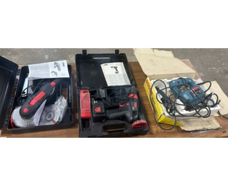 Skil 12 volt cordless drill and a Bosch PST50 jigsaw and a Skil 9140 angle grinder working order 