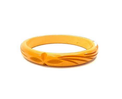 Tested butter scotch carved amber bracelet 