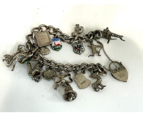 Vintage silver charm bracelet total weight 58 grams 