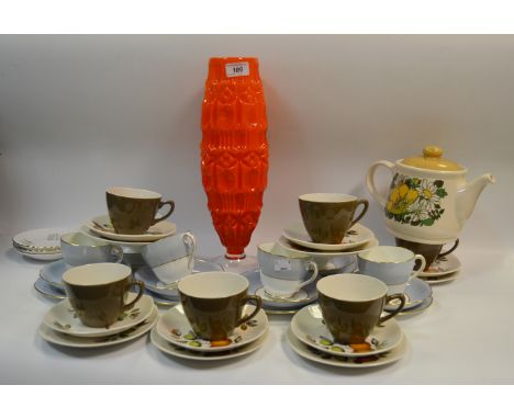 Ceramics - a Midwinter Stylecraft Fashion Shape tea service, for six;  an Adderley tea service;  an orange class vase, c.1960