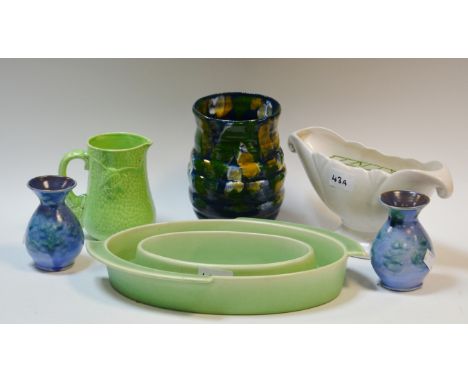 Ceramics - Crown Devon posy ring; Arthur Woods flower trough; Cliona Leap Irish stoneware vase; a Wade jug;  etc 