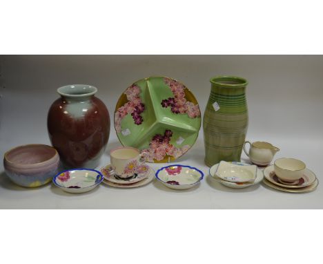 Grays Pottery - an hors d'oeuvre  dish painted with cherry blossom; a cup, saucer and side plate; a vase; etc qty    