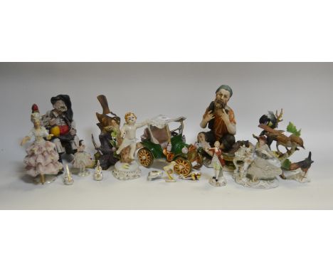 Decorative Ceramics - a Goebel model of a Thrush; a Royal Crown Derby model of a Blue Tit; a Nao figure of a Cherub; etc qty 