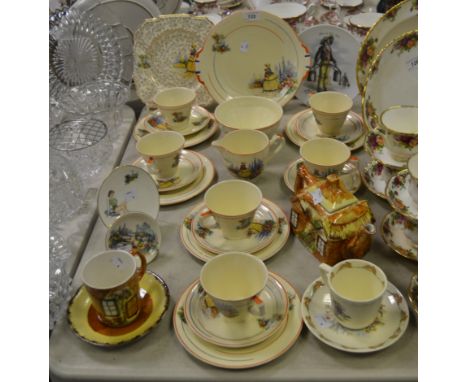 Ceramics - a Staffordshire Crinoline Lady pattern part tea service; Cottage Ware; Bunnykins cup and saucer;  etc qty 