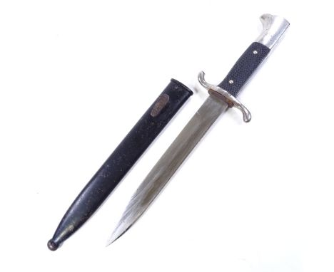 A Second War Period German fireman's sidearm with metal scabbard 