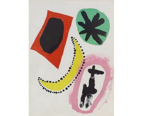 Joan Mirot, original lithograph, abstract for Derriere le Miroir, published 1953, sheet size 15" x 11", framed Very slight pa
