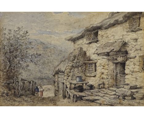 William Pitt, pair of ink/watercolour drawings, Bigbury Devon, one signed with monogram, largest 6" x 9", framed (2) Both hav
