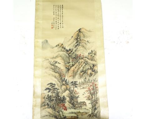 A Chinese scroll painting Tears and discolouration