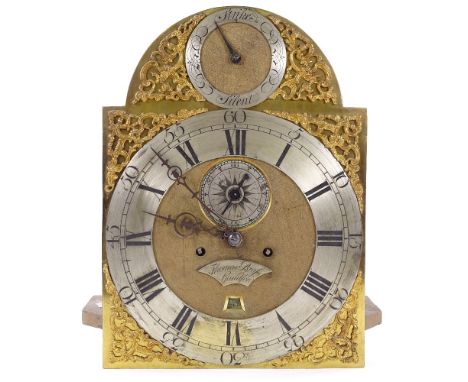 A 19th century 8-day oak longcase clock, with brass dial signed Thomas Brass of Guildford, the 30cm dial having silvered chap