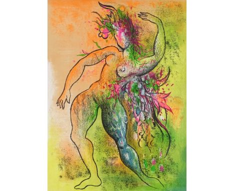 Ludmila Tcherina, lithograph, ballet dancer, signed in pencil, image 22" x 16", framed Slight paper discolouration, no foxing