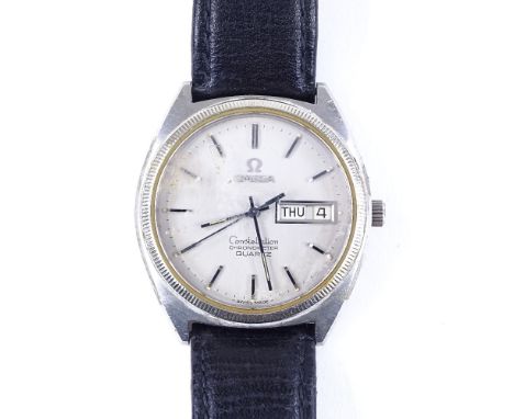 OMEGA - a stainless steel Constellation Chronometer quartz wristwatch, ref. 198.0111, circa 1970s, silvered dial with baton h