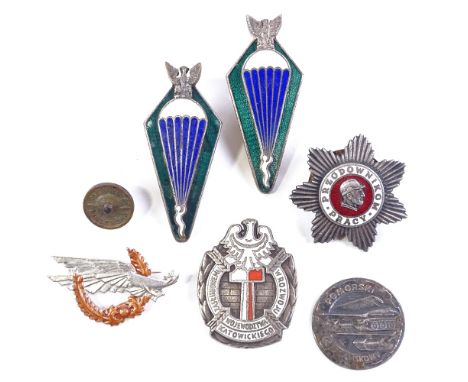 A group of military enamel badges (6) 