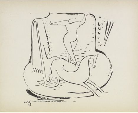 Rudolf Szyszkowitz, lithograph, woman and child, and Walter Ritter, lithograph, circus rider, 1947, framed (2) Light paper di