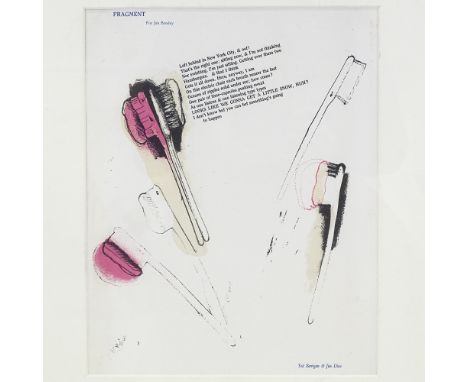 Jim Dine, original lithograph, fragment, 1969, from and edition of 327 copies, 13.5" x 10.5", framed Good condition