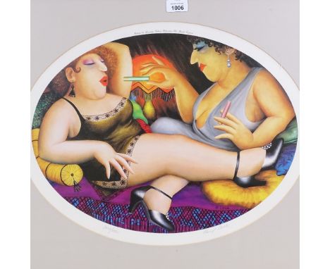 Beryl Cook, colour print, sultry afternoon, signed in pencil, no. 305/850, image 14" x 18.5", framed with Stacy Marks label v