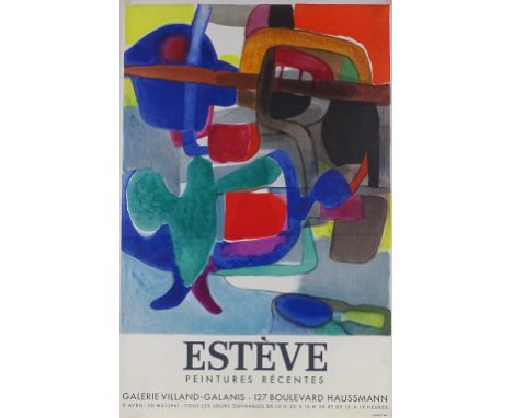 Esteve, original lithograph print, Exhibition poster design 1961, published by Mourlot, sheet size 30" x 20", framed Several 