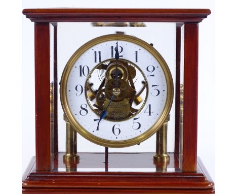 Eureka Clock Co, mahogany-cased 5-glass electromagnetic mantel timepiece, enamel chapter ring, patent no. 14614-1906, serial 