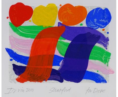Albert Irvin, screen print with woodblock, Stratford, signed in pencil, dated 2010, sheet size 9" x 11", framed Perfect condi