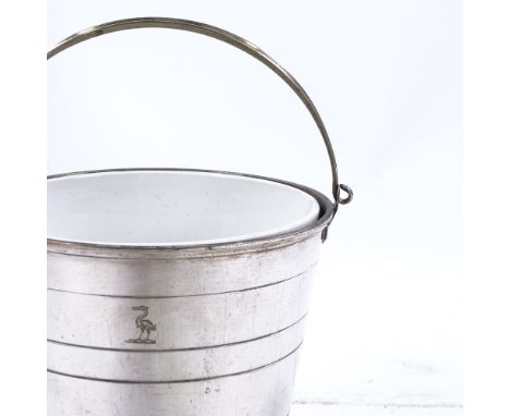 A Mappin &amp; Webb electroplate swing-handled ice bucket with ceramic liner, height 13cm Liner perfect