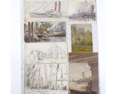 Attributed to William Luscombe Pare (1875 - 1932), 7 watercolours and sketches, largest 5.25" x 7", unframed Generally in goo