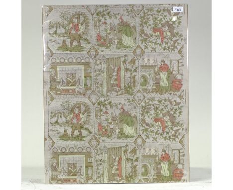 Walter Crane (1845 - 1914), rare section of 19th century wallpaper, 27" x 22", unframed Several fold marks and small torn sec