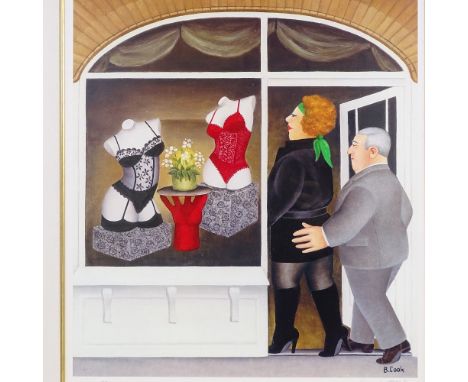 Beryl Cook, colour print, the lingerie shop, signed in pencil, no. 137/650, image 18" x 16", framed Perfect condition, frame 