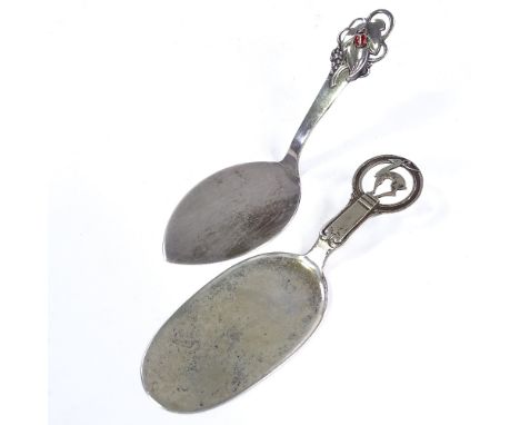 2 Danish silver slices, comprising a Carl M Cohr slice with enamel ladybird handle, and a Grann and Laglye Art Deco slice wit