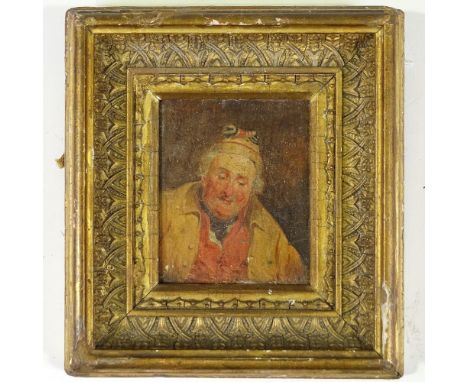 Attributed to Sir David Wilkie, miniature oil on wood panel, portrait of a man, 3.25" x 2.75", framed Good untouched conditio